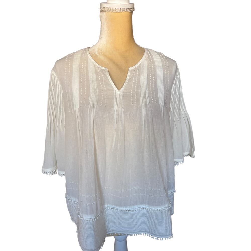 Burberry White Lightweight Peasant Blouse